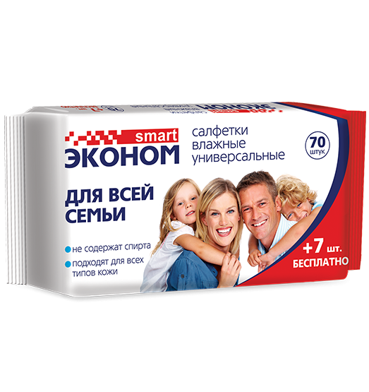 Салфетки влажные smart д/всей семьи 77шт