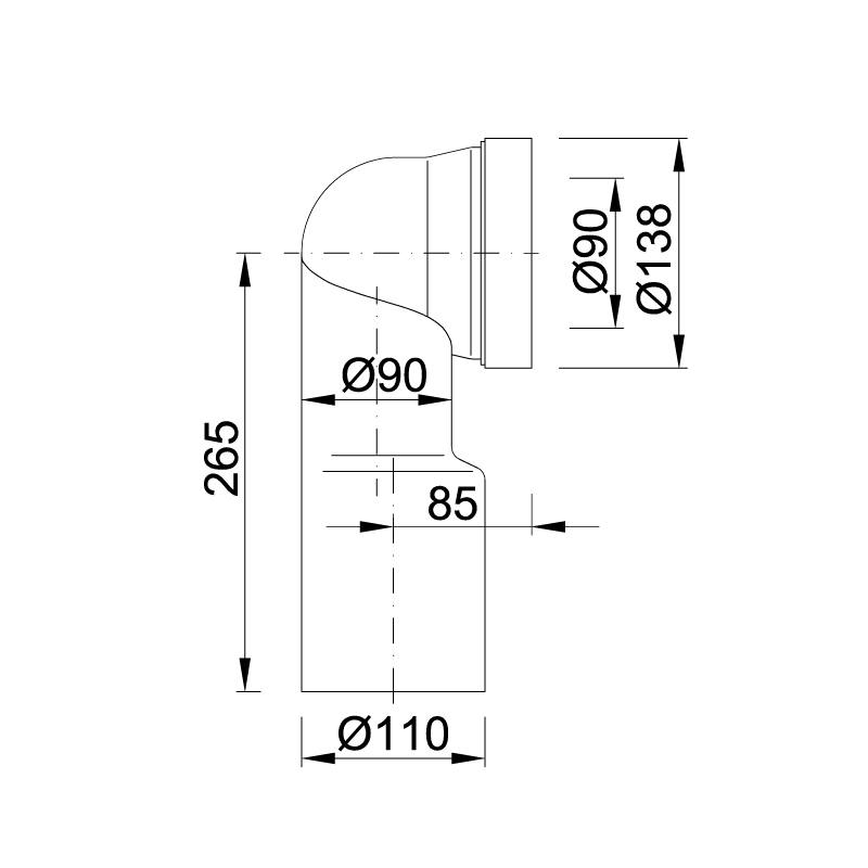 Колено для туалета Styron STY-530-110 110 мм