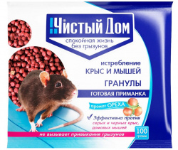 Гранулы приманка от крыс и мышей Чистый Дом с запахом ореха 100/125гр Гранулы приманка от крыс и мышей Чистый Дом с запахом ореха 100/125гр