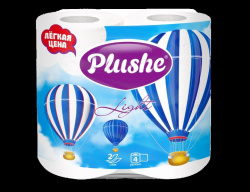 Туалетная бумага plushe light 4рул 2-сл в ассортим.