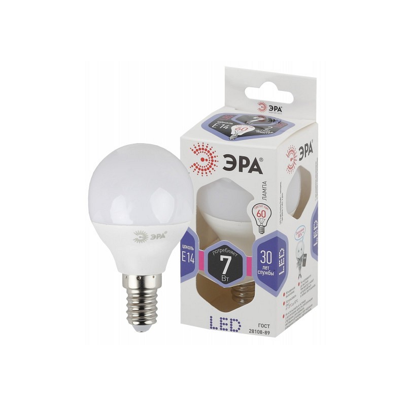 Лампа Эра led p45 e14 7w 860 p45-7w-860-e14