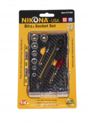 Набор бит и головок с 2-х сторонней трещоткой Nikona 23 предмета 