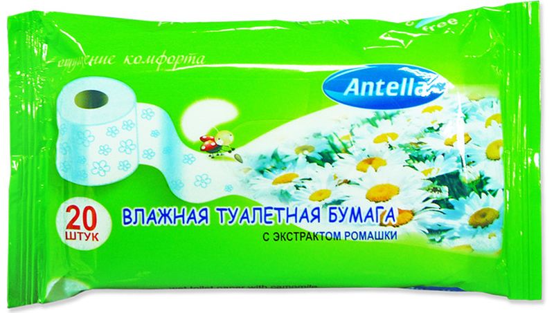 Бумага влажная туалетная ANTELLA ромашка 20шт