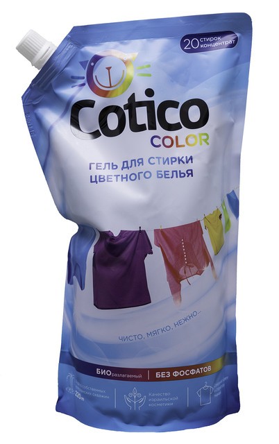 COTICO Гель для стирки цветного и линяющего белья дой-пак 1л COTICO Гель для стирки цветного и линяющего белья дой-пак 1л