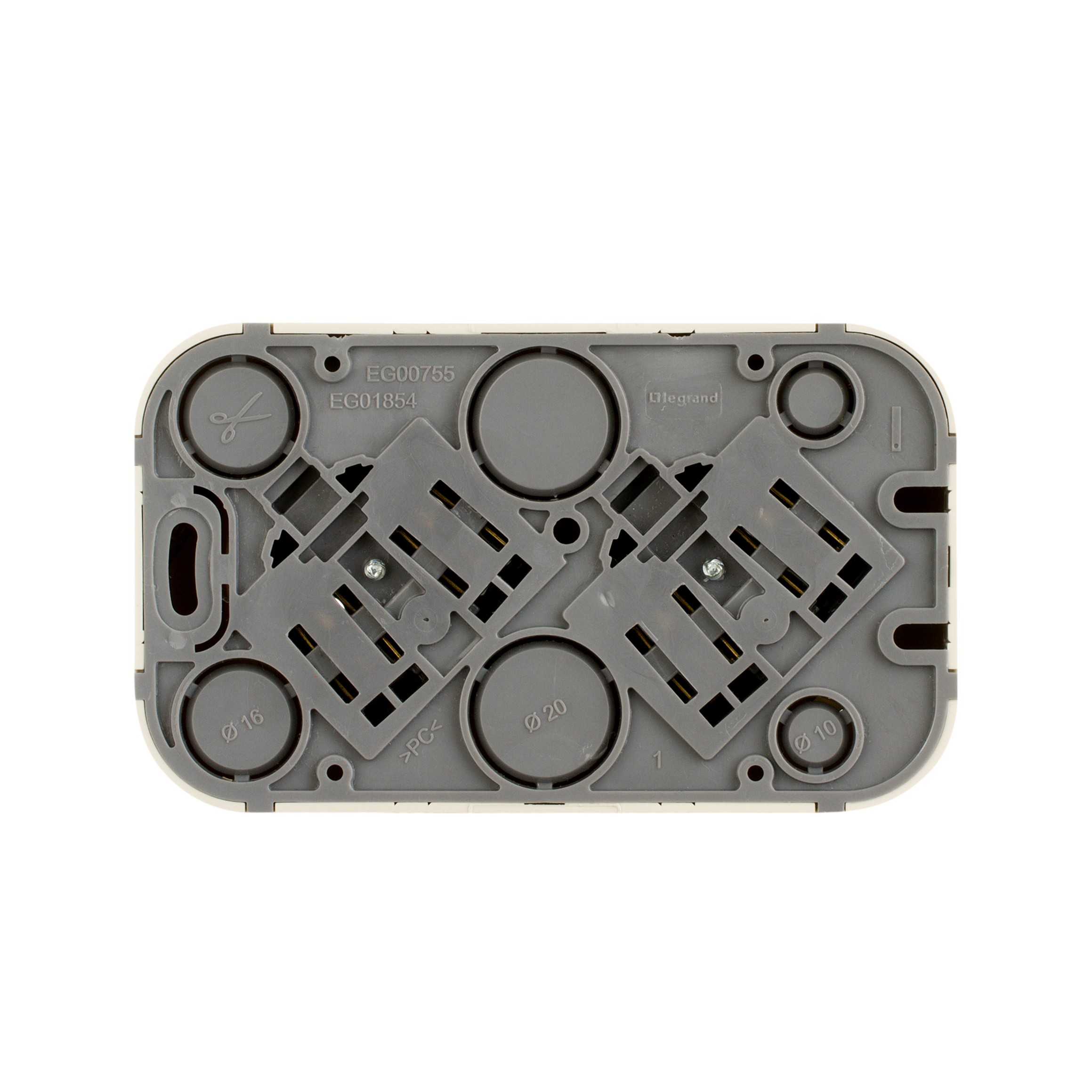 Розетка Legrand Quteo 2-я 2х2к+3 без шторок 16а слоновая кость 782263