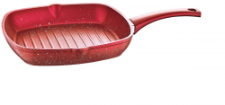 Сковорода-гриль 28 см прямоугольная красная с антипригарным покрытием без крышки 3212.00.07-28-r