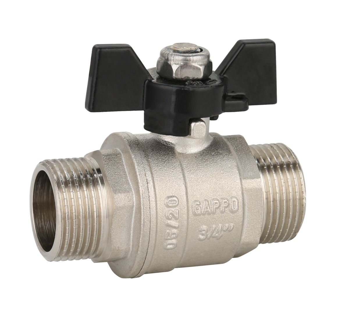 Кран шаровый Gappo ДУ20 3/4"х3/4" нр-нр ручка-бабочка G228.05