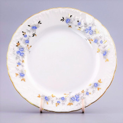 Тарелка десертная Bohemia Rococo голубые цветы 21 см отводка золото