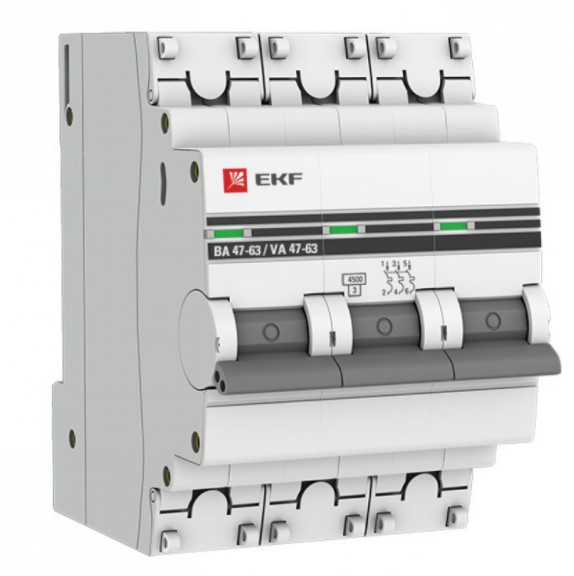 Ekf proxima автомат 3p 40а (с) 4.5ka mcb4763-3-40с-pro ba 47-63