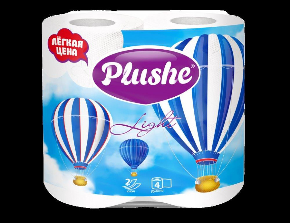 Туалетная бумага plushe light 4рул 2-сл в ассортим.