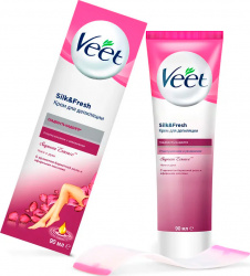 Крем для депиляции Veet SILK&FRESH с ароматом бархатной розы и эфирными маслами 90мл Крем для депиляции Veet SILK&FRESH с ароматом бархатной розы и эфирными маслами 90мл