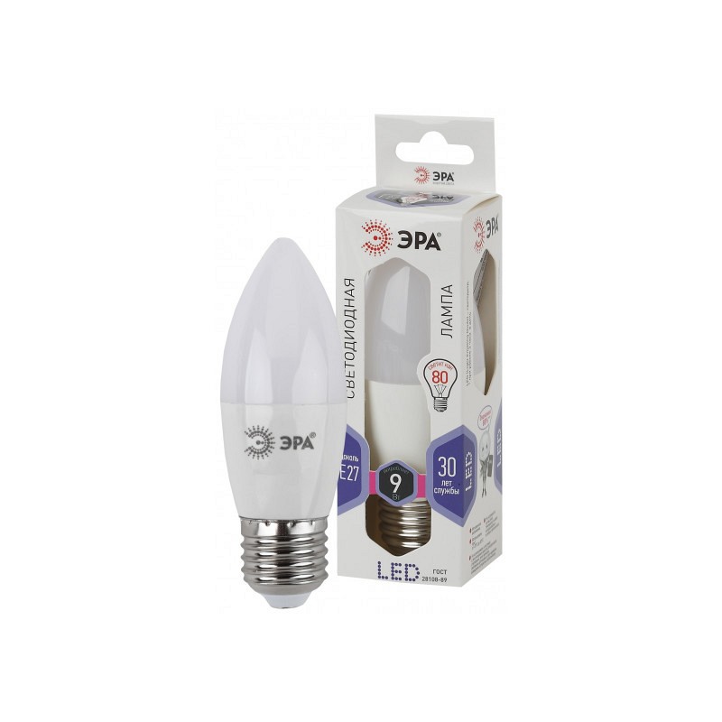 Лампа эра led b35 e27 9w 860 b35-9w-860-e27