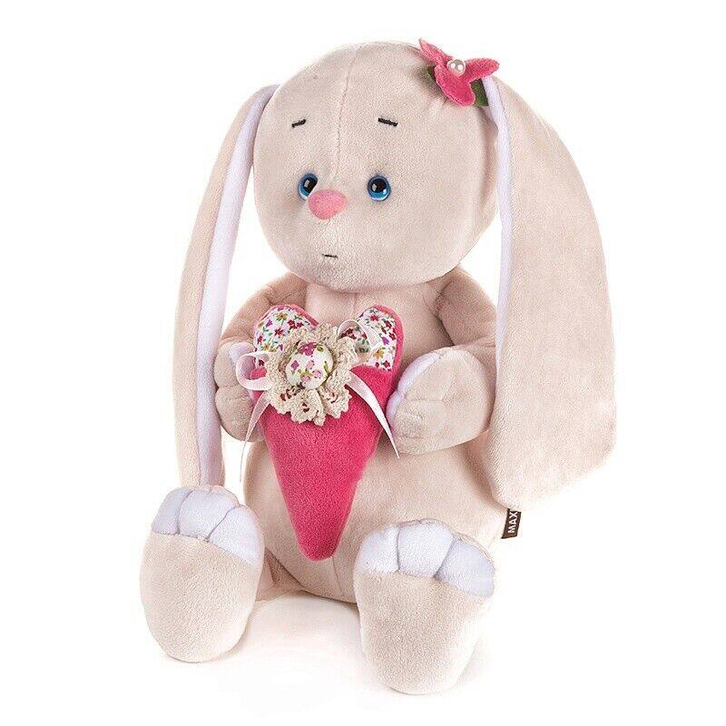 Мягкая игрушка Романтичный Зайчик с розовым сердечком 25 см MT-GU092018-9-25