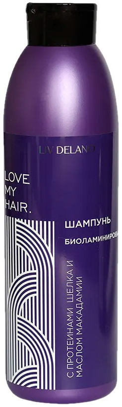 Шампунь биоламинирование Liv Delano Love my hair с протеинами шёлка и маслом макадамии 1000мл