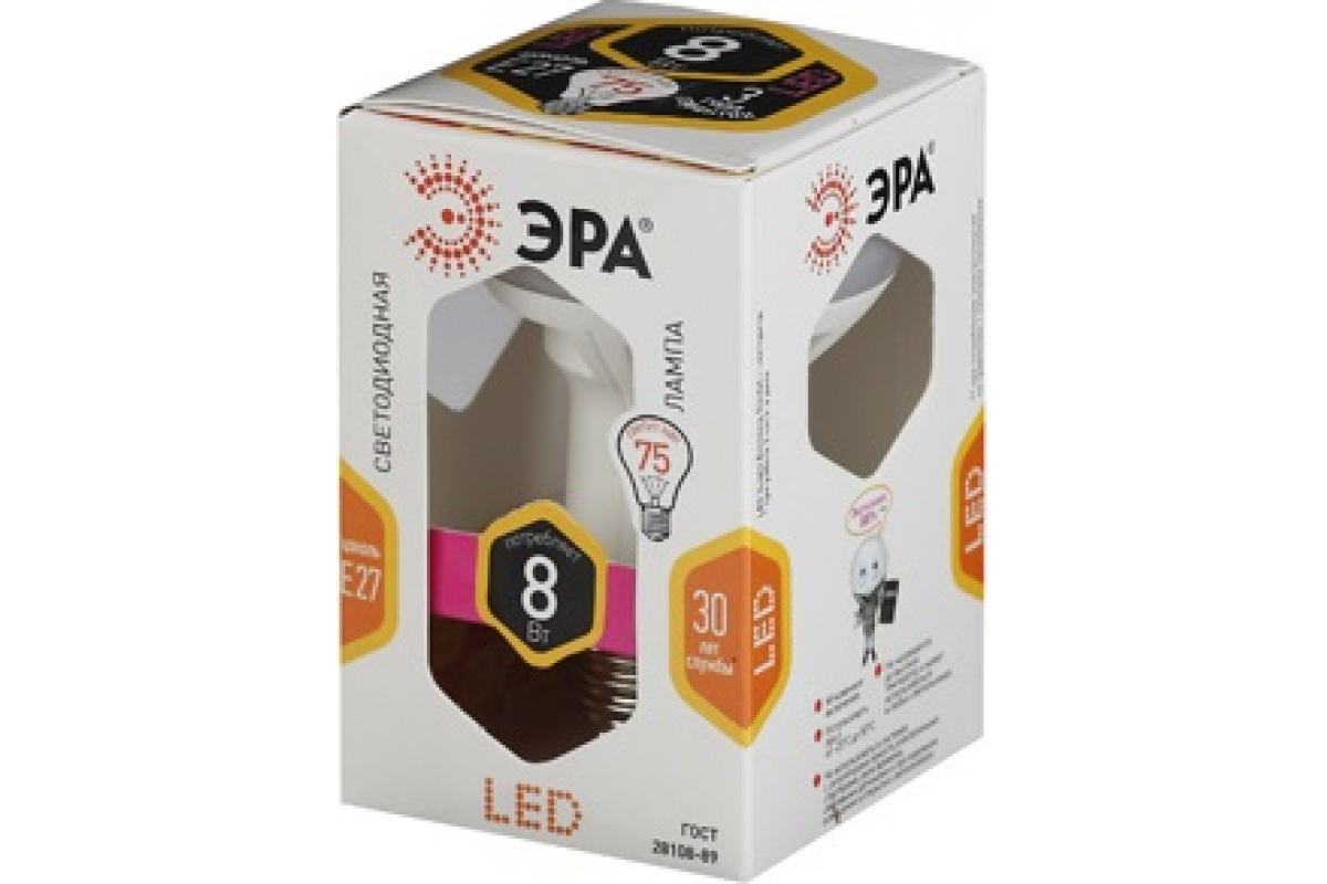 Светодиодная лампа Эра led r63 e27 8w 827 б0020557