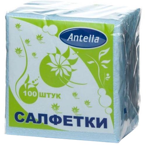 Салфетки Antella 24х24 1сл 100шт белые желтые зеленые