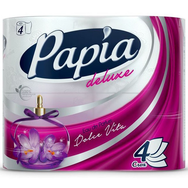 Туалетная бумага Hayat papia deluxe белая 4сл 4шт