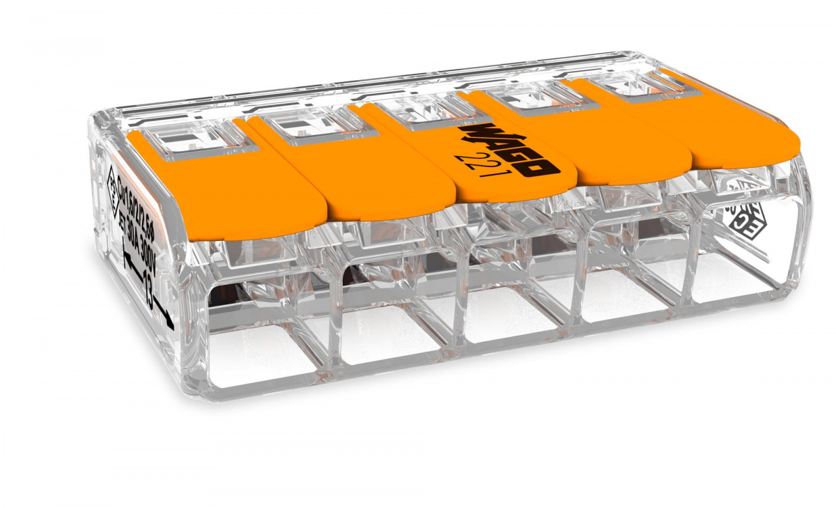 Клемма монтажная Wago 221-615 х5 0.5-6.0 мм2 1штука
