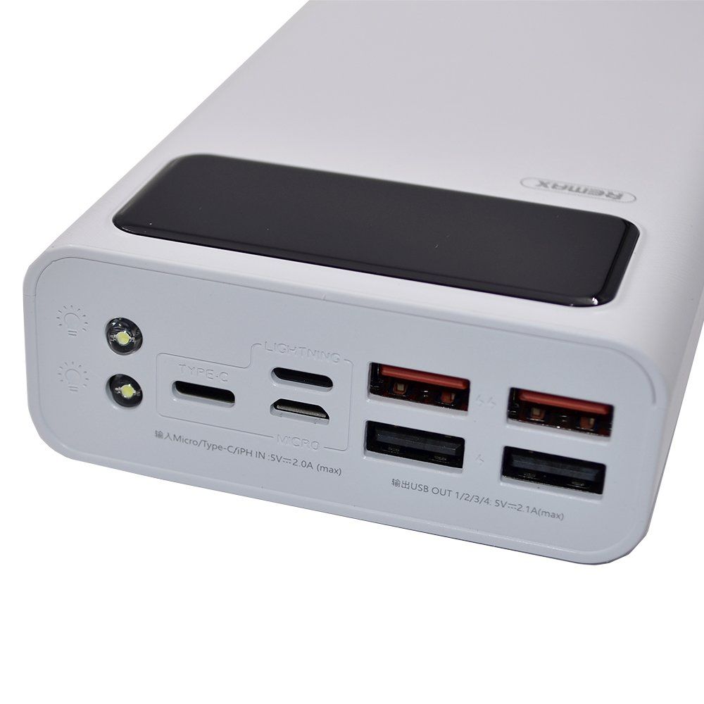 Аккумулятор внешний Remax Mengine Series RPP-112 30000mAh 4USB 2Type-C 2.1A пластик белый