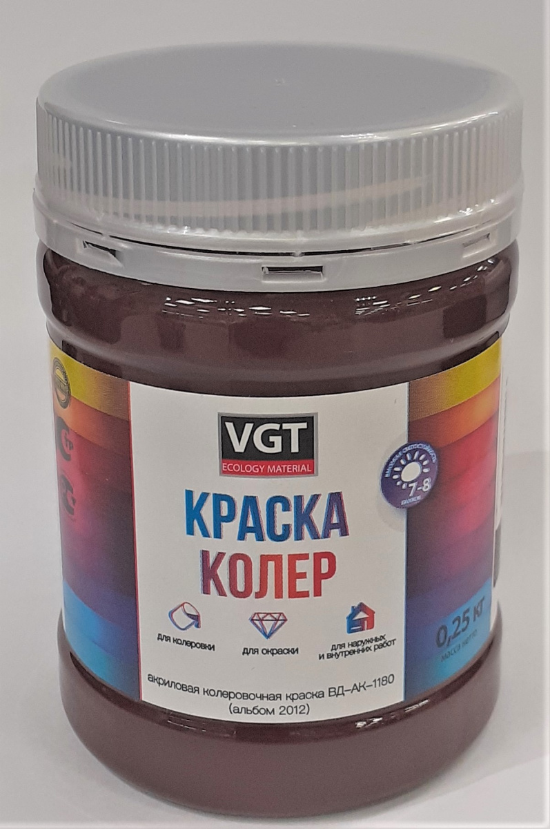 Колер краска VGT 0.25 кг темно-коричневый купить в Москве - цена в магазине  Домашний мастер