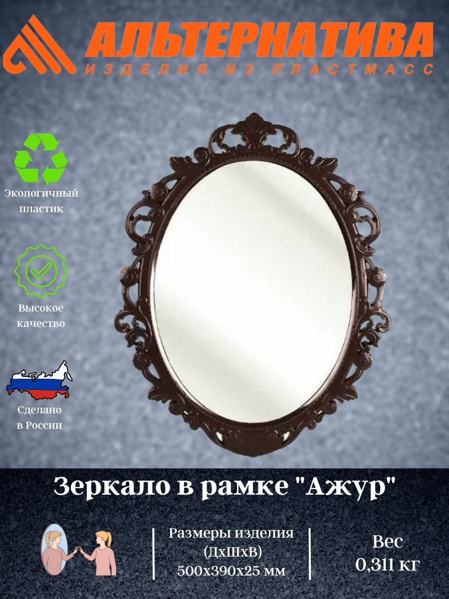 Зеркало в рамке Ажур 585х470 мм темно-коричневое М4520 99-4500