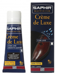 Крем для обуви Saphir сreme de luxe 75мл темно-коричневый  тюбик с губкой