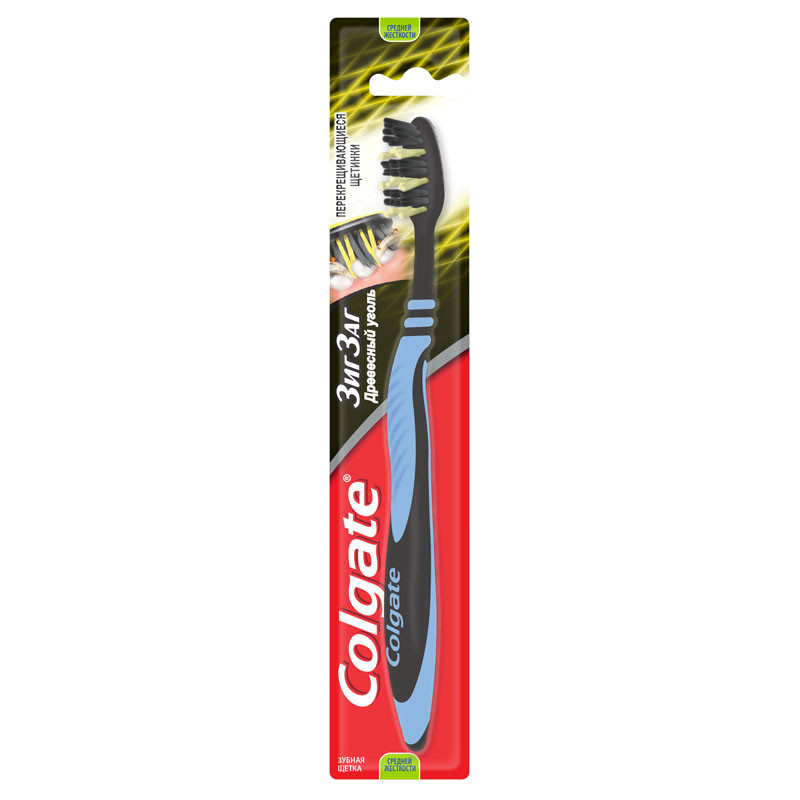 Зубная щетка Colgate зиг-заг древесный уголь средн.