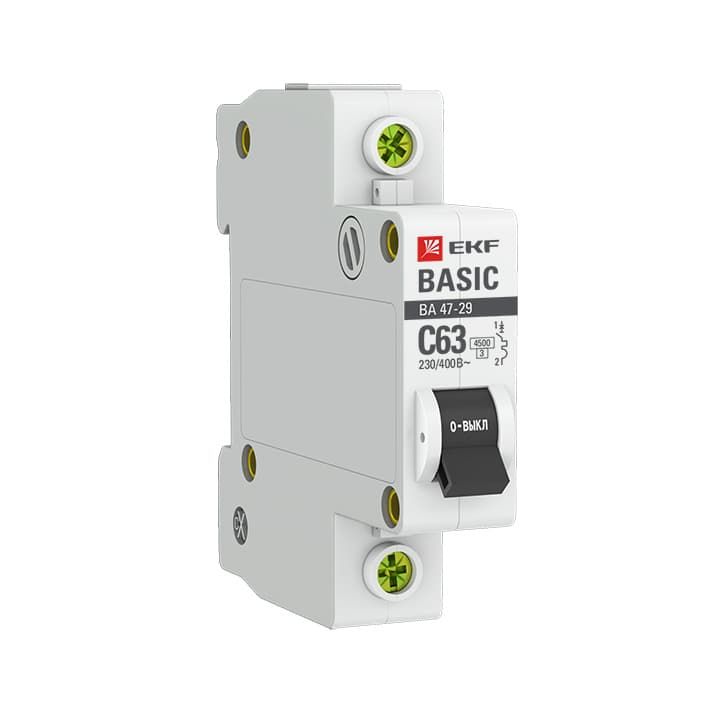 Выключатель автомат Ekf basic 1p 16а (в) 4.5ka mcb4729-1-16в ba 47-29