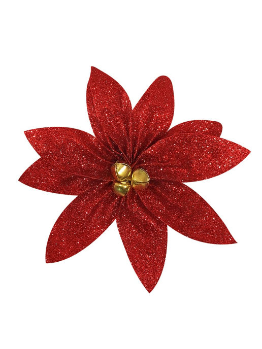 Декор Рождественский цветок с бубенчиками BH1838-R