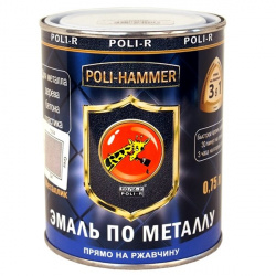 Эмаль по ржавчине Poli-Hammer Poli-R 0.25 л серая металлик 1504 