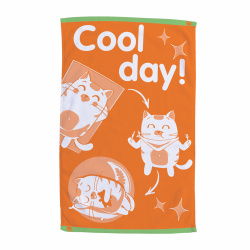 Полотенце Aquarelle cats cool day мх40 детское ярко-оранжевый/белый 70 50х80см