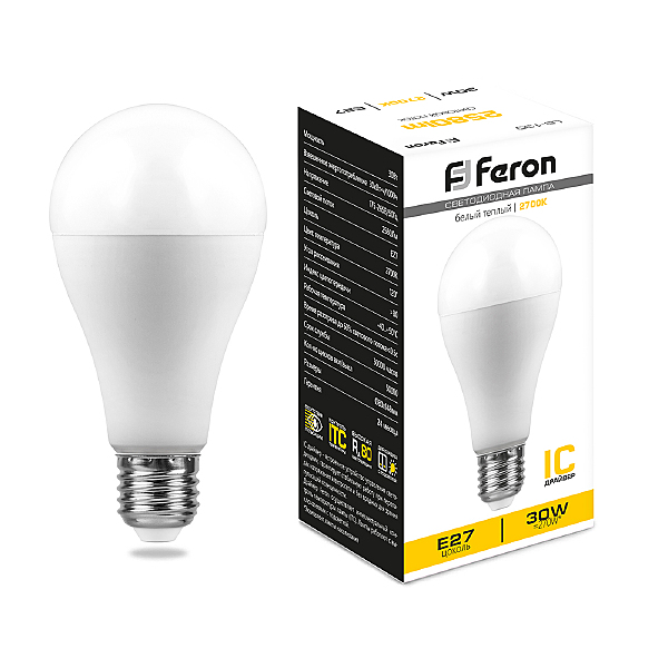 Лампа Feron светодиодная Led A80 E27 30W 2700К LB-130 38194