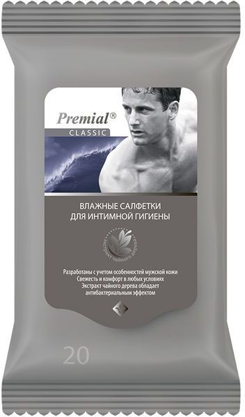 Салфетки влажные premial д/интимн.гигиены муж 20шт