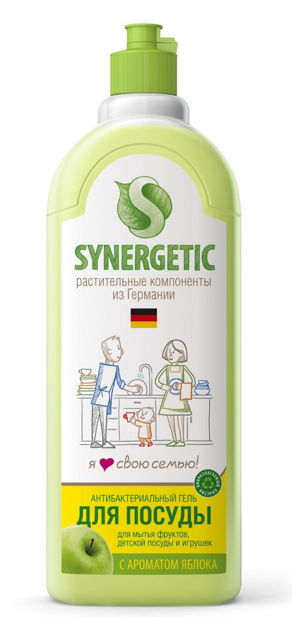Средство для посуды Synergetic 1л яблоко дозатор