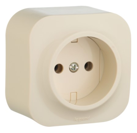 Розетка Legrand Quteo 1-я 2 контакта слоновая кость 