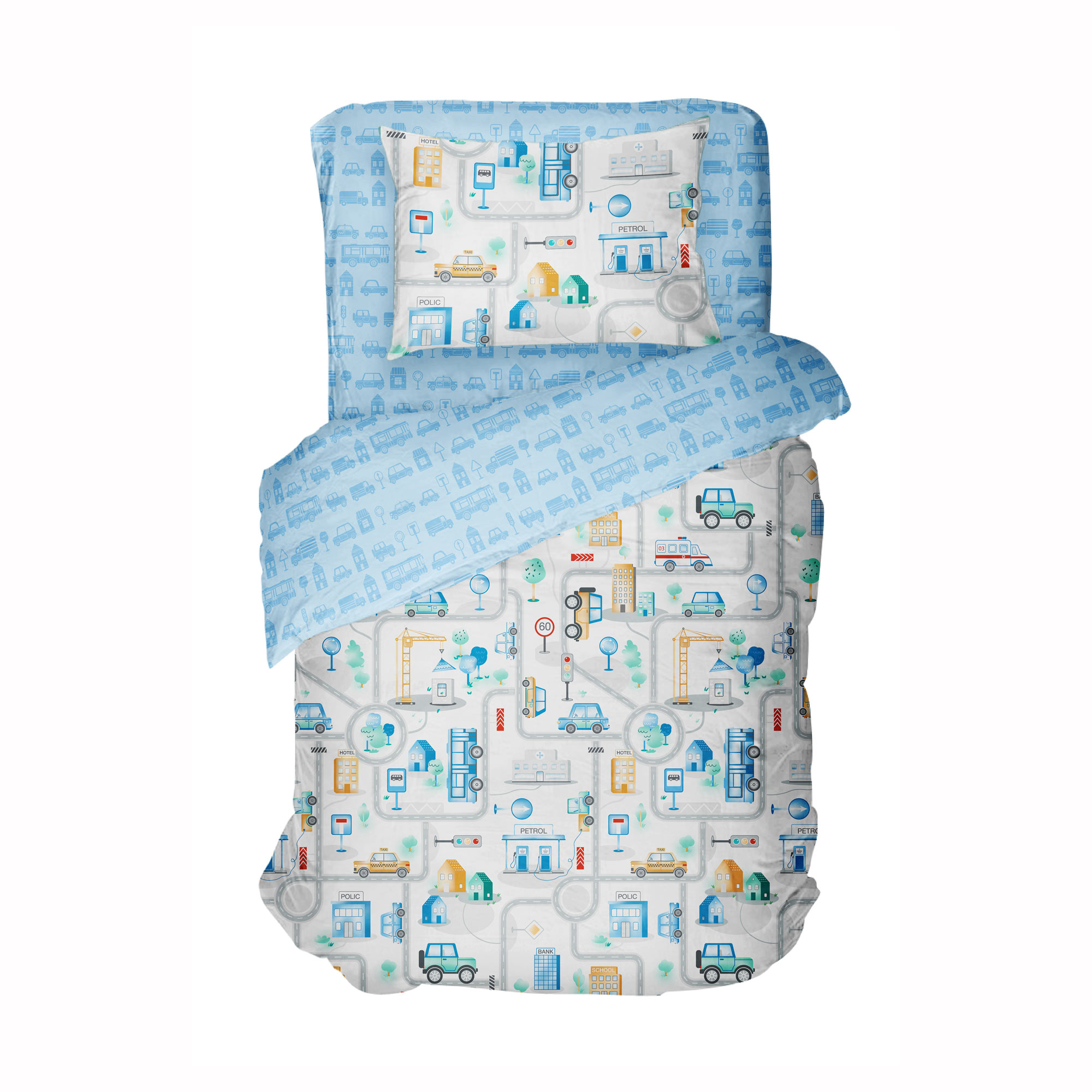 Комплект постельного белья Волшебная Ночь Junior Сity road 1.5сп 50/70 8938/1+8939/1 01 1551