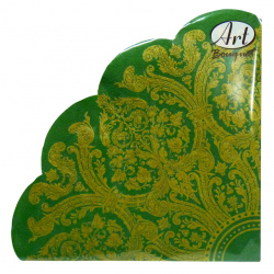 Салфетка Bouquet Золотой орнамент на зеленом 3-сл 32см 12шт
