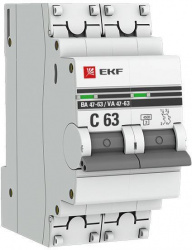 Выключатель автомат Ekf proxima 2p 63а (с) 4.5ka mcb4763-2-63с-pro ba 47-63