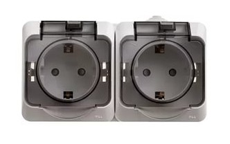 Розетка Schneider Electric Этюд ip44 2-я с крышкой 2х2 наружная белая 