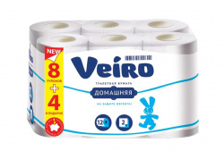 Бумага туалетная Veiro домашняя 12рул 2-сл белая