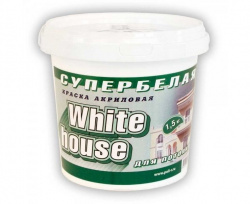 Краска водно-дисперсионная для потолков White House 1,5 кг супербелая