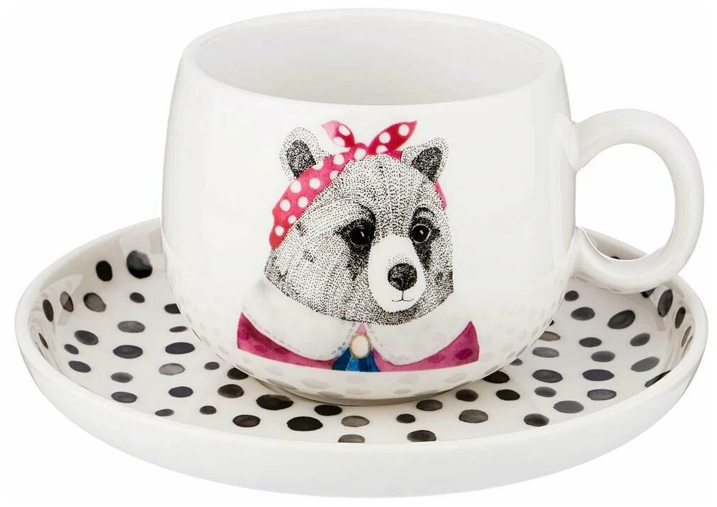 Набор чайный Lefard Fashion animals Медведица на 1 персону 2 предмета 260 мл