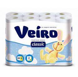 Туалетная бумага Veiro linia классик 24шт 2-сл белая