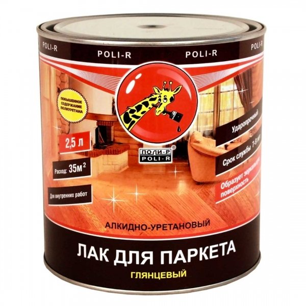 Лак для паркета Poli-R 2.5 л глянцевый Лак для паркета Poli-R 2.5 л глянцевый