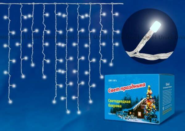 Гирлянда-бахрома Uniel Uld-b1805-048/dta warm white ip20 с контроллером 1.8 м 48led ww