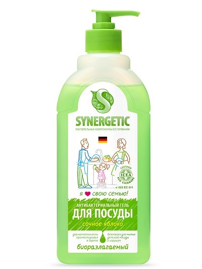 Средство концентрирированное Synergetic для мытья посуды 0.5л яблоко