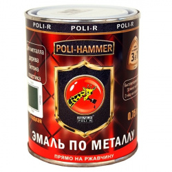 Эмаль по ржавчине Poli-Hammer Poli-R 0.25 л черная гладкая 1270 