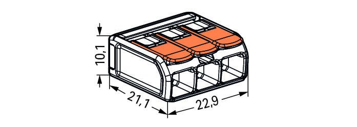 Клемма монтажная Wago 221-613 х3 0.5-6.0 мм2 1штука