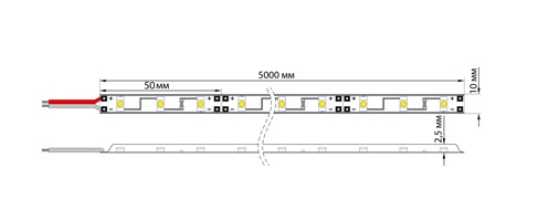 Лента Lamper neon-night 8мм 5м ip23 smd2835 60 led/m 12v тепл.бел.141-336