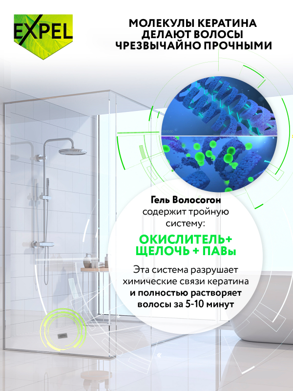 Чистящее средство-гель для устранения засоров от волос Expel Волосогон 500 мл